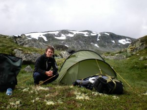 Me in front of the tent the next morning